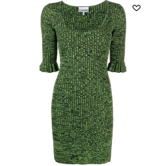 NWOT GANNI flounce-sleeve mélange minidress Size Small - Picture 1 of 9